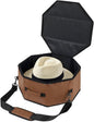 WERNNSAI Hat Storage Box for Cowboy & Wide BrimHats, OctagonalHat PU Leather Travel Case with Elastic Straps,Carry Handle Detachable Shoulder Strap,Dustproof, Travel & Home Closet Storage, Brown