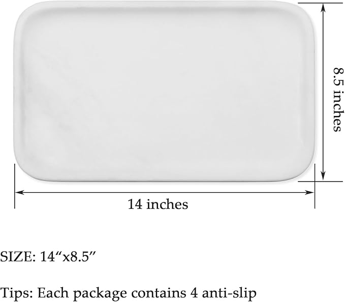 Yew & Tulip 14" x 8.5" Natural Marble Tray for Kitchen, Bathroom, Living Room – Serving/Decorative Vanity Tray for Jewelry, Candles, Decor (Matte White)
