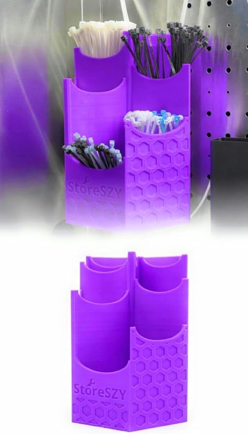 Magnetic Zip Tie Holder – Tool Organizer with Rubberized Magnets | Multiple Sizes & Colors for Garage, Shop, or Toolbox Storage (Purple, Tall-Multipocket)