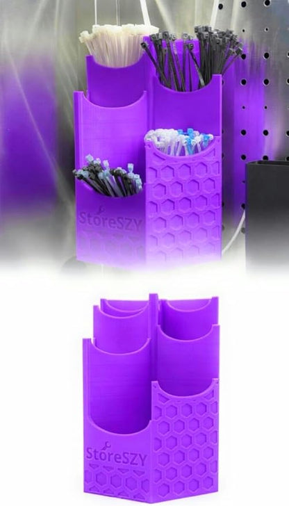 Magnetic Zip Tie Holder – Tool Organizer with Rubberized Magnets | Multiple Sizes & Colors for Garage, Shop, or Toolbox Storage (Purple, Tall-Multipocket)
