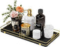 Toilet Paper Basket, Bathroom Basket for Counter Toiletries Towel Decor, Toilet Tank Tray, Guest Back of Toilet Organizer Storage, Vanity Tray for Perfume Makeup, Kitchen 13”x6.5” Black-Gold