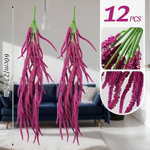 Suncalla 12 Pcs Amaranthus Artificial Flower,Purple,24 Inch - Image 3