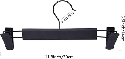 NORTHERN BROTHERS 30 Pack Plastic Pants Hangers with Clips, Adjustable Non-Slip Skirt Hangers for Women, Closet Hangers for Trousers & Shorts, Black