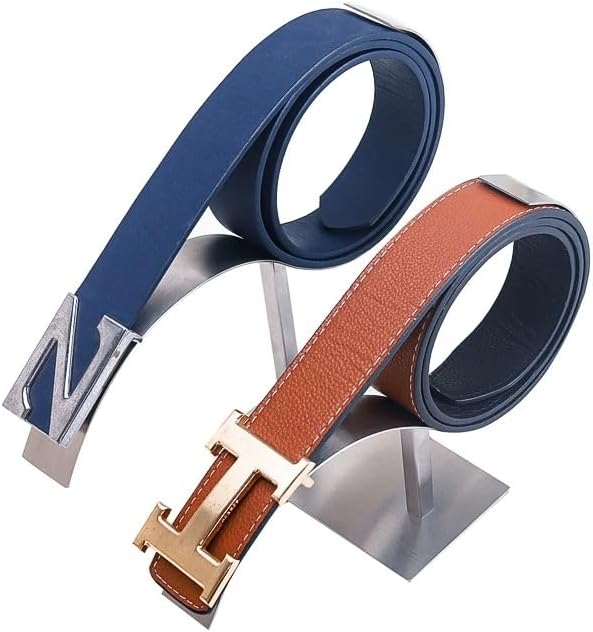 Stainless Steel Belt Display Stand Rack Belt Holder Organizer Belt Storage Organizer and Displayer for 2 Belts Retail Store Display or Home Use