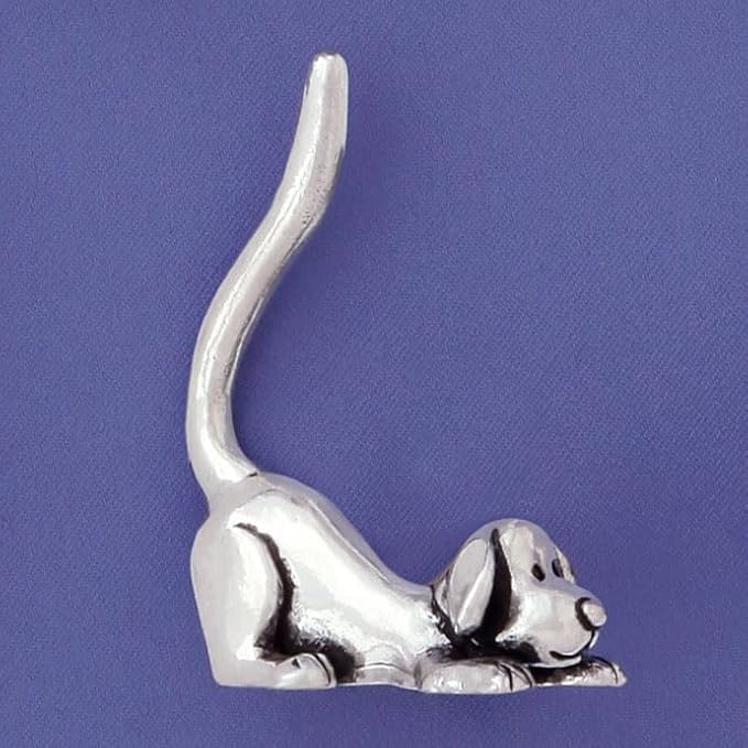 Dog Stretching Ring Holder (Pewter) Yoga Pose