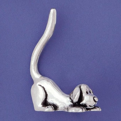 Dog Stretching Ring Holder (Pewter) Yoga Pose