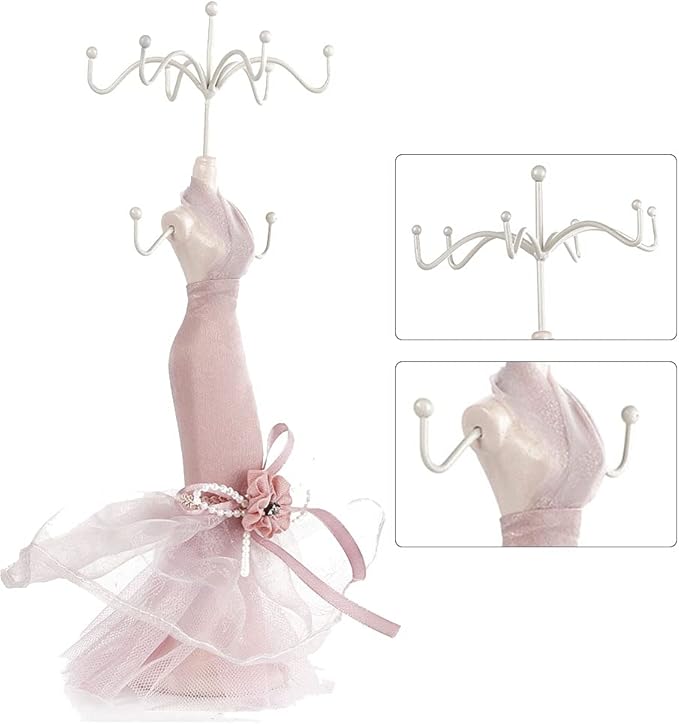 Jewelry Stand Holder, Hanging Jewelry Organizer Elegant Lady Model Earring Necklace Towers Mannequin Princess Dress Rack for Bracelets Earrings Rings Women Girls