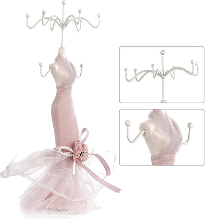 Jewelry Stand Holder, Hanging Jewelry Organizer Elegant Lady Model Earring Necklace Towers Mannequin Princess Dress Rack for Bracelets Earrings Rings Women Girls