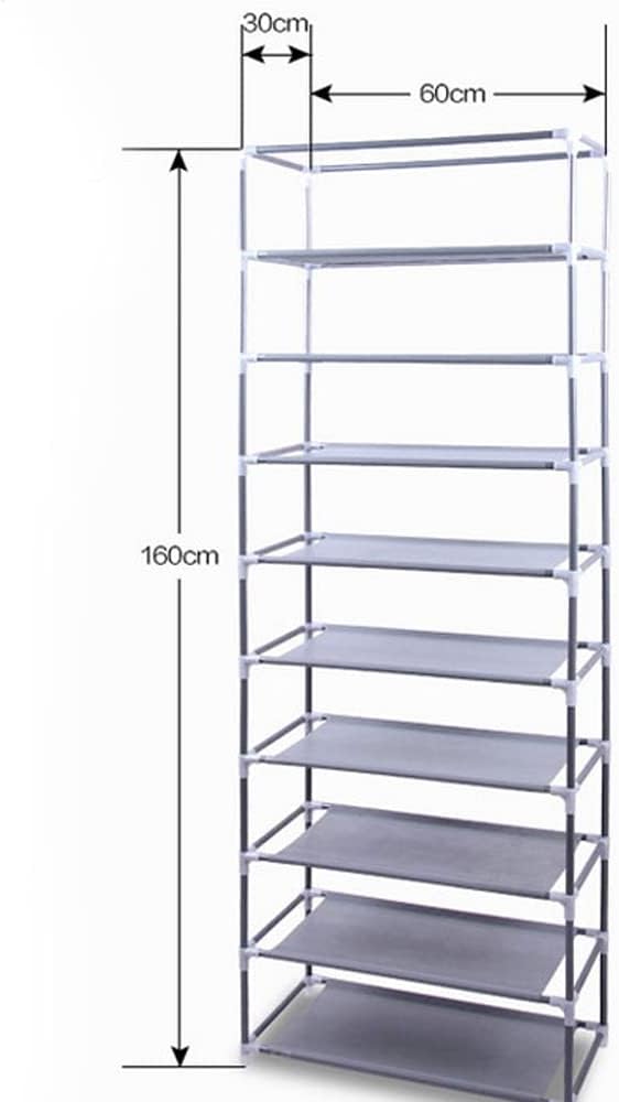 9-Tier Shoe Rack Organizer with Fabric Cover, 27 Pairs Free Standing Shoe Storage for Closet, Entryway, Dorm, Garage, Purple