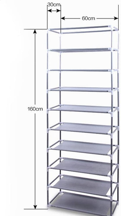 9-Tier Shoe Rack Organizer with Fabric Cover, 27 Pairs Free Standing Shoe Storage for Closet, Entryway, Dorm, Garage, Purple