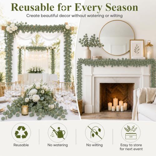 12 Pack Artificial Eucalyptus Garland, 94.4 FT Greenery for Wedding Decor - Image 6