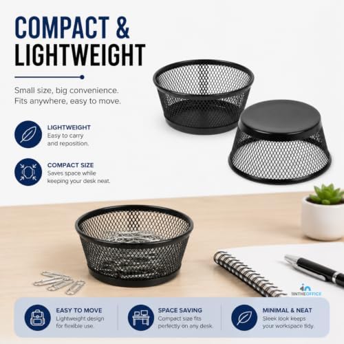 1InTheOffice Mesh Paper Clip Holder, 4 Pack, Black - Image 3