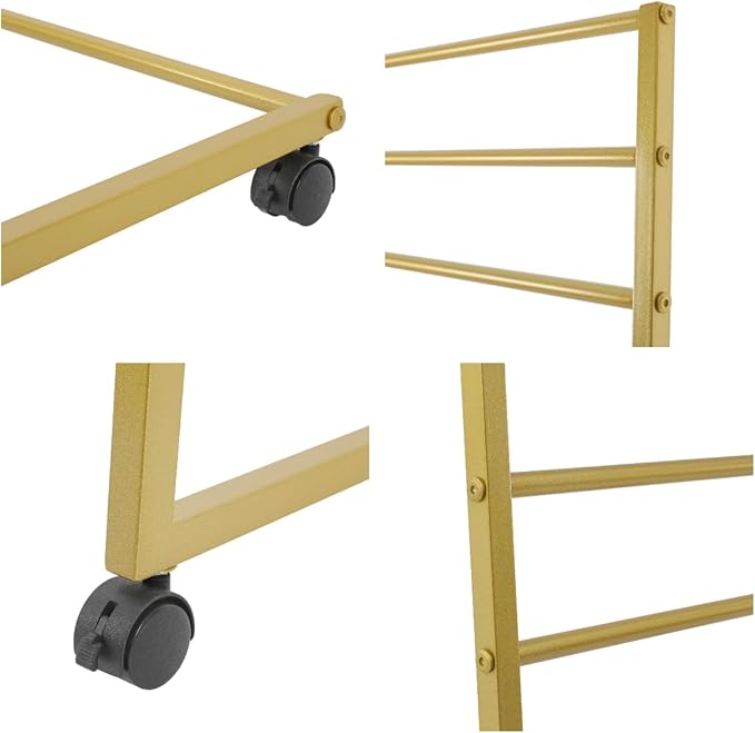 10 Tier Metal Scarf Holder Organizer, Freestanding Hijab Rack, Floor-Standing Hijab Stand for Boutique Display, Retail Store, Bedroom (Gold, 10 Tier)