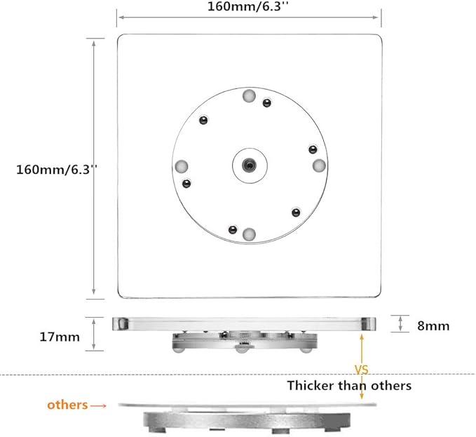 CY craft Cookie Decorating Turntable with Anti-Slip Silicone Mat,Cup Cake Sugar Icing Cookie Decorating Supplies Tools,Clear Acrylic Small Lazy Susan Turn Table,6.3 x 6.3 Inch,Square,Pack of 1