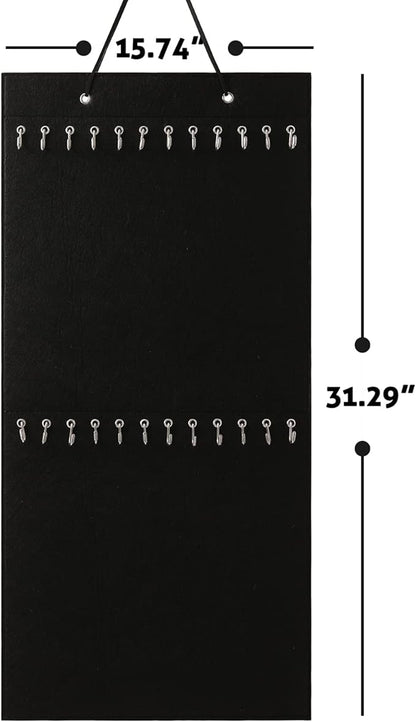 Hanging Jewelry Organizer Storage with 24 Hooks Wall Mounted Jewelry Display Hanging on Door Closet Necklace Holder for Bracelet Ring Chain-Patent Design (Black)