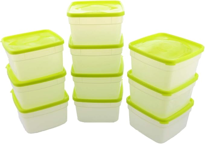 Arrow Freezer Containers, 1 Pint - 10 pk with Lids - Reusable Plastic Food Storage - Prep, Store, Freeze - BPA Free - Dishwasher Safe