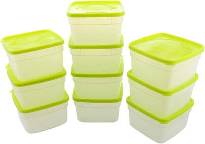 Arrow Freezer Containers, 1 Pint - 10 pk with Lids - Reusable Plastic Food Storage - Prep, Store, Freeze - BPA Free - Dishwasher Safe