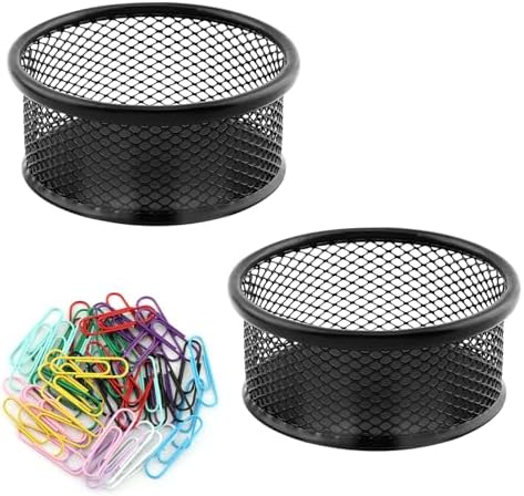 2pcs Mesh Paper Clip Holder & 50pcs Paper Clips for Desk Office ﻿Organizer by Unknown