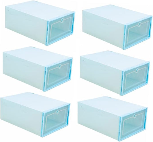 6pcs Stackable Cardboard Shoe Boxes Lids Storage for Organizing Shoes Plastic Containers