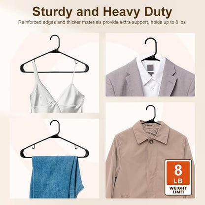 HOUSE DAY 500 Pack Plastic Clothes Hangers, Commercial Bulk Shipment for Business, Sturdy Durable Lightweight Hangers Black Ideal for Retail Dry Cleaners Warehouses, Save Cost & Warehouse Space