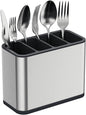 TESOT Silverware Caddy Utensil Caddy Spoon Holder with 4 Divided Compartments, Sturdy Stainless Steel, Rust Proof