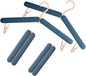4 Pack Travel Hangers,Foldable Hangers,with Hidden Clips,Lightweight and Portable,Space Saving,Suitable for Skirts, Pants,Suits, Jackets, etc (Blue)