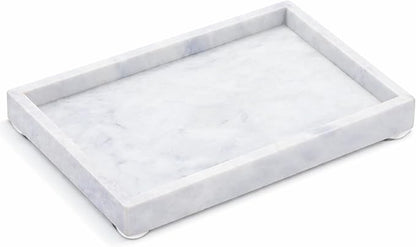Natural White Marble Tray for Bathroom | Kitchen | Vanity | Desktop, Stone Organizer for Coffee Table, Dresser, Nightstand, Candles, Soap, Towel, Plant, Jewelry (12" x 8"), Rectangular