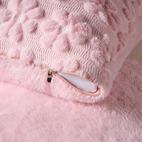 Softalker Spring Decorative Throw Pillow Covers 20 x 20 Inch Set of 2, Farmhouse Summer Floral Daisy Soft Faux Fur Cushion Covers, 3D Pillow Cases for Couch Bedroom Living Sofa Room Home Decor, Pink - Image 5