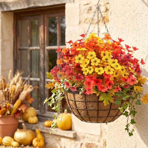 CEWOR 12 Bundles Fall Artificial Flowers for Outdoor Indoor, Fake Silk Daisy with Eucalyptus Leaves, Autumn Faux Flower for Garden Patio Home Decor (4 Multicolor) - Image 6