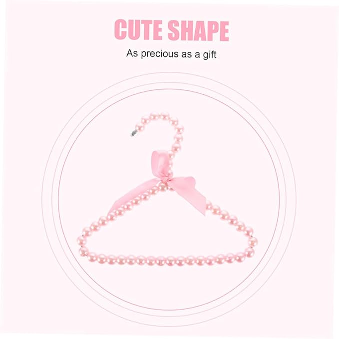 Luxshiny Small Pearl Hangers for Baby Clothes Set of 5 Toddler Clothing Hangers with Decorative Pearls and Ribbon Bow for Infant Closet and Pet Clothes Organization