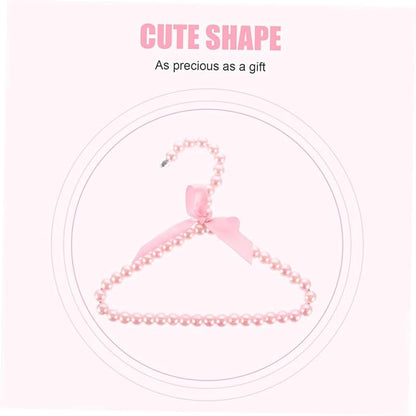 Luxshiny Small Pearl Hangers for Baby Clothes Set of 5 Toddler Clothing Hangers with Decorative Pearls and Ribbon Bow for Infant Closet and Pet Clothes Organization