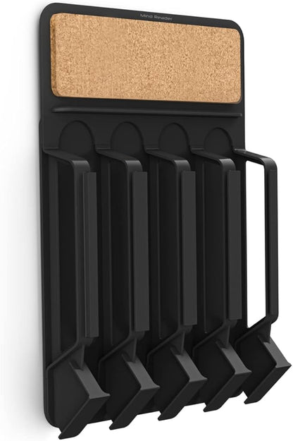 Mind Reader Single Serve Pod Organizer, Wall Mount, 20 Pod Capacity, Magnetic or Adhesive, 10.75" L x 15.5" W x 2.5" H, Black (Pack of 4)