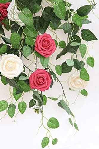 Floroom Artificial Flowers 50pcs Real Looking Fuchsia Foam Fake Roses with Stems for DIY Wedding Bouquets Bridal Shower Centerpieces Floral Arrangements Party Tables Home Decorations - Image 5