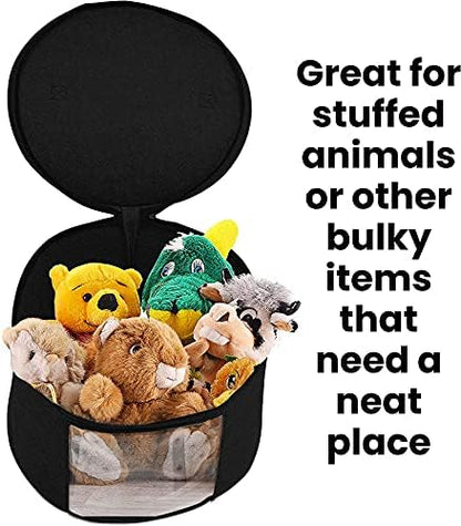 Hat Storage Box for Women and Men Felt Round Foldable Sturdy Large Travel Stuffed Animal Toy Storage