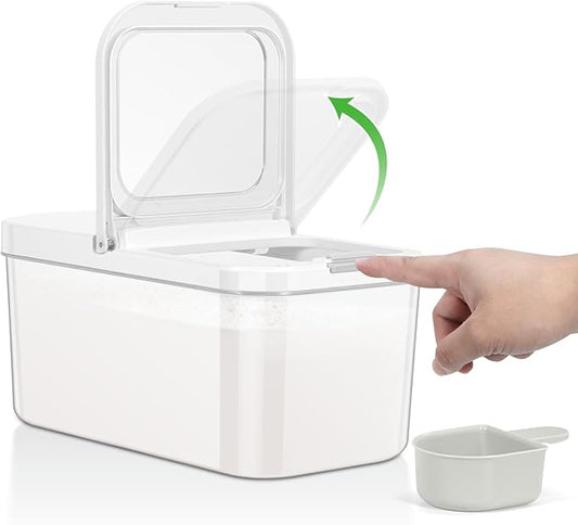 TBMAXS Rice Flour Storage Container - 6.5 Qt | 12 Lbs Crystal-Clear Plastic Food Storage Container Bin with Flip-up Lid, Dry Food Holder for Kitchen Pantry Organization and Storage