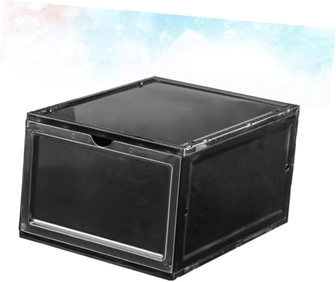 Alipis Thick Plastic Folding Clamshell Magnetic Basketball Shoe Box Sturdy Storage Box for Entryway