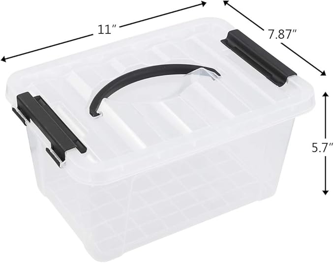 Pekky 6 Quart Storage Box with Handle and Latching Fresh Design, Small Toy Organizer Bin, Set of 2