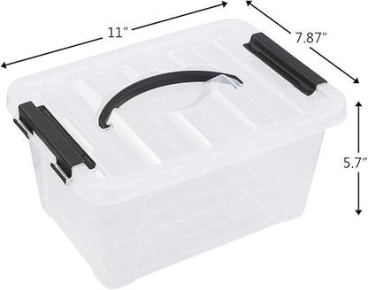 Pekky 6 Quart Storage Box with Handle and Latching Fresh Design, Small Toy Organizer Bin, Set of 2