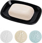 Ceramic Soap Dish for Bathroom and Kitchen, Non-Slip Bar Soap Holder with Fast Drain Design, Soap Saver Tray for Sink, Black