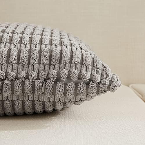Fancy Homi 4 Packs Neutral Long Lumbar Decorative Throw Pillow Covers 12x24 Inch for Living Room Couch Bed, Boho Home Decor, Soft Striped Corduroy Rectangle Accent Beige Cushion Case 30x60 cm - Image 3