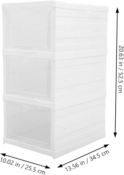 Stackable Transparent Shoe Storage Box with Foldable Design Clear Organizer for Sneakers and Shoes Space-saving Storage Container for Closet