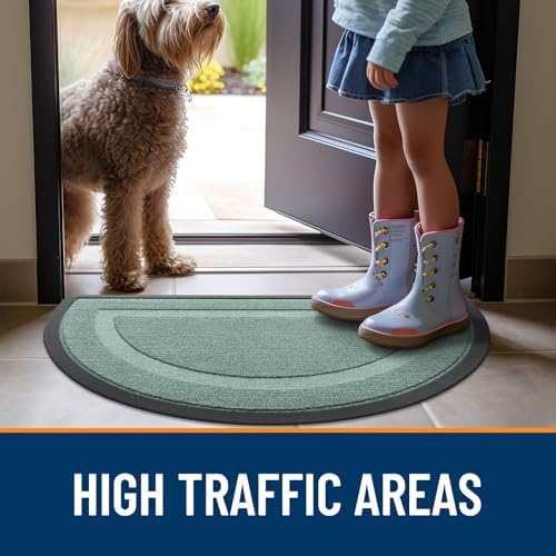OLANLY Half Circle Front Door Mat Outside 47x23 All-Season Rubber Doormat - Image 6
