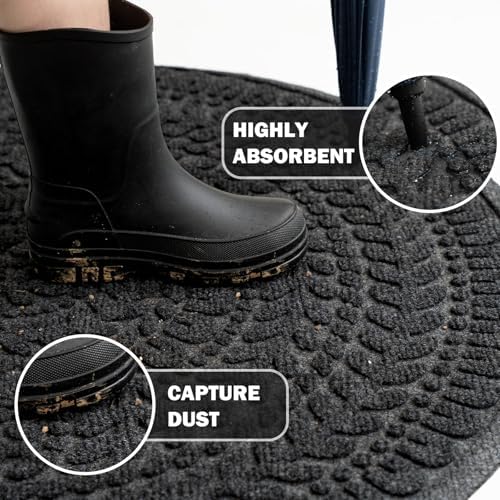 RORA Half Circle Door Mat Front Door Mat Outside Entrance Welcome Mat 24x36 - Image 2