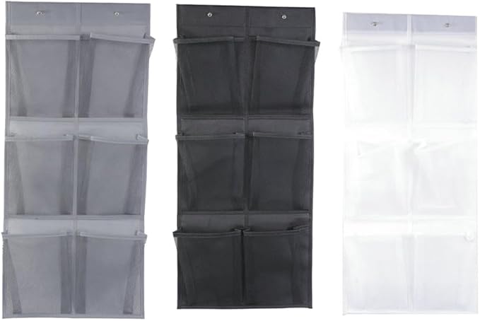Over the Door Hanging Shoe Organizer with Multi-Pocket Design, Breathable Non-Woven Fabric Dustproof Storage Solution for Bedroom, Bathroom, and Laundry Room, Black/White/Gray, 76x35cm(Is black)