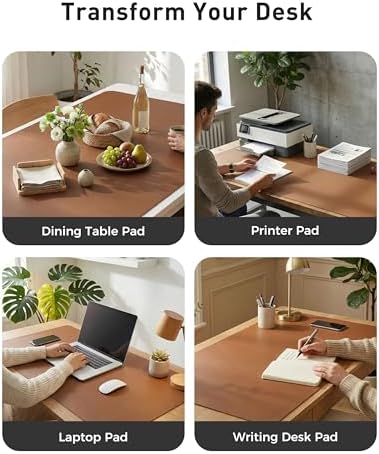 Aothia Faux Leather Desk Mat - Large Mouse Pad, Non-Slip PU Leather Blotter, Waterproof Writing Surface for Office and Home (Brown, 42" x 17") - Image 6