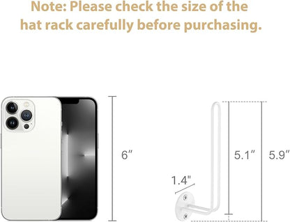 Mkono Hat Organizer for Baseball Caps, Set of 2 Wall Hat Rack 5 Inches Space Saving Holds 20 Caps Modern L -Shaped Hat Hooks Wall Mount Hat Holder for Closet Bedroom Storage, Small, White