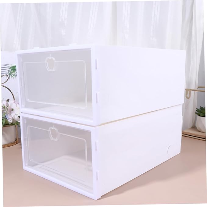 UKCOCO 6pcs Thickened Transparent Shoe Organizer Boxes for Entryway Stackable Sneaker Display Cases with PP Material Drawer Style Storage for High Heels Boots Slippers and Accessories