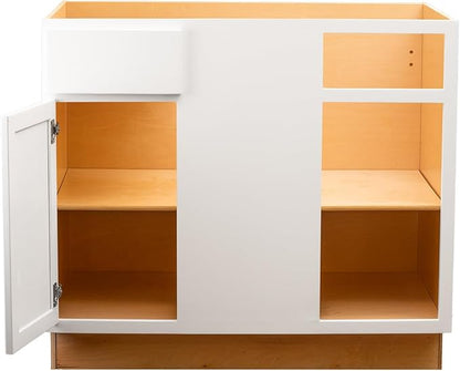 Quicklock RTA (Ready-to-Assemble) | Base Kitchen Cabinets - Shaker Style | Made in America (Pure White, 42" Wx34.5 Hx24 D Blind Corner)