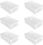 6pcs Stackable Shoe Storage Boxes Flip Lid 33x20x12cm White Plastic Shoe Organizer Containers for Home Closet Storage