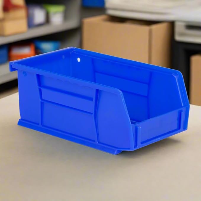 Hudson Exchange 7-1/2" x 4" x 3" (12 Pack) Plastic Stackable Storage Bin and Hanging Container, Blue